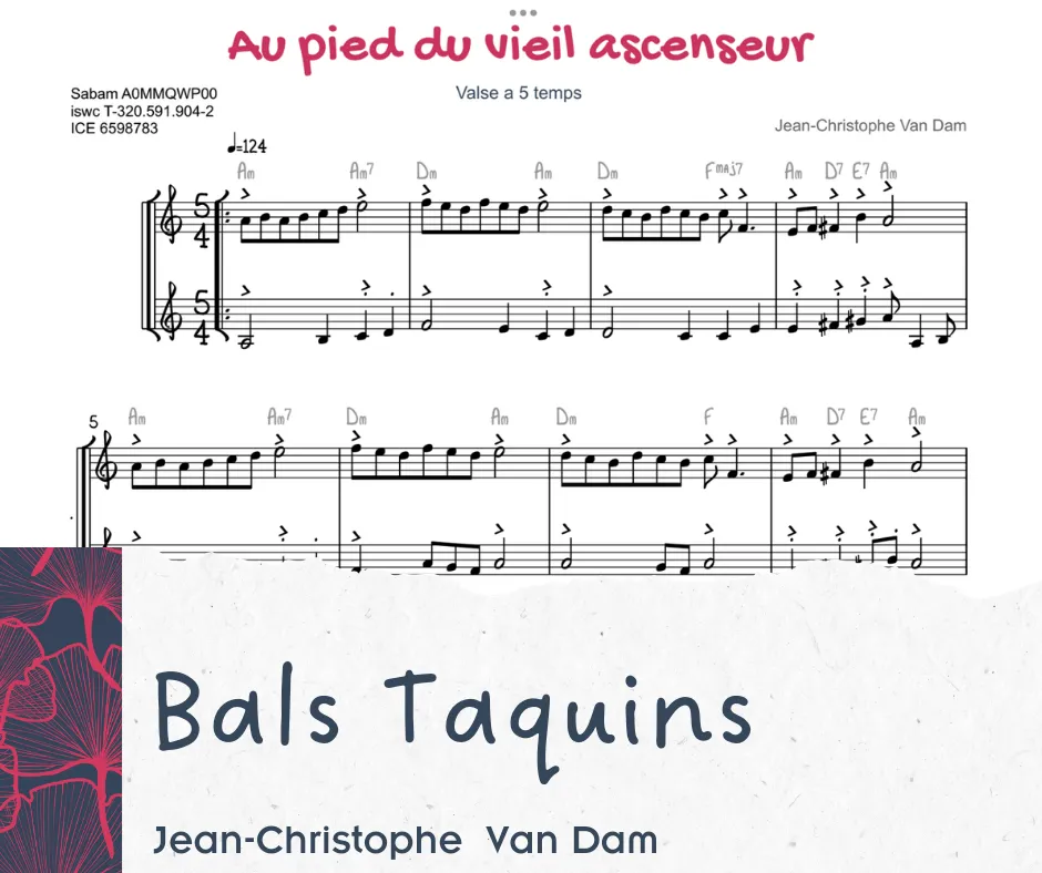 Partition arrangée "Au pied du vieil ascenceur"